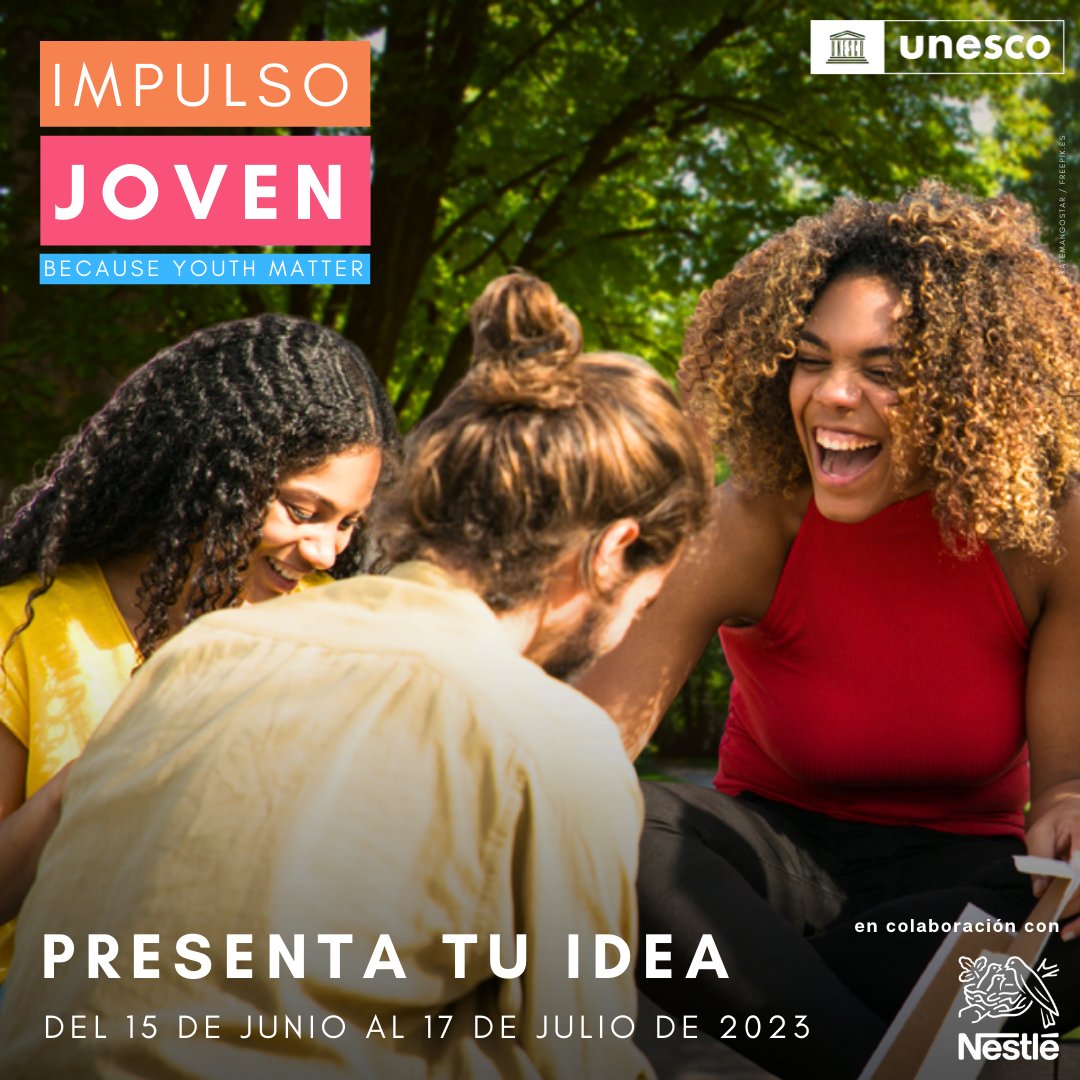 💥¡La juventud es la fuerza impulsora del cambio!

🌱Pero para que este cambio sea posible, los jóvenes necesitan más apoyo y recursos.

💡Si tienes una idea para un proyecto social, ¡la <a href="/UNESCO_es/">UNESCO en español 🏛️#Educación #Ciencia #Cultura</a> y @‌nestle quieren ayudarte!

Descubre #ImpulsoJoven: unesco.org/es/youth/matter