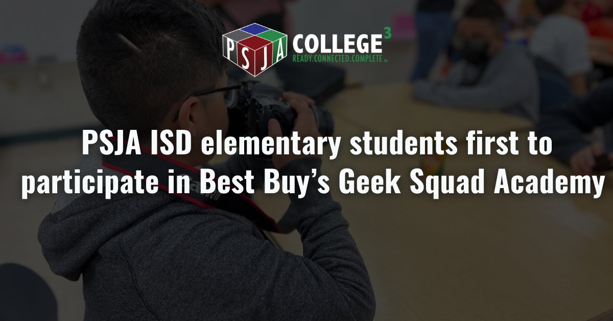 Dozens of PSJA ISD students were the first to participate in a Geek Squad Academy hosted in partnership with Best Buy at Kelly-Pharr Elem. Elementary students learned about technology and content creation through STEM-related activities. Learn more: bit.ly/3NxKcnh