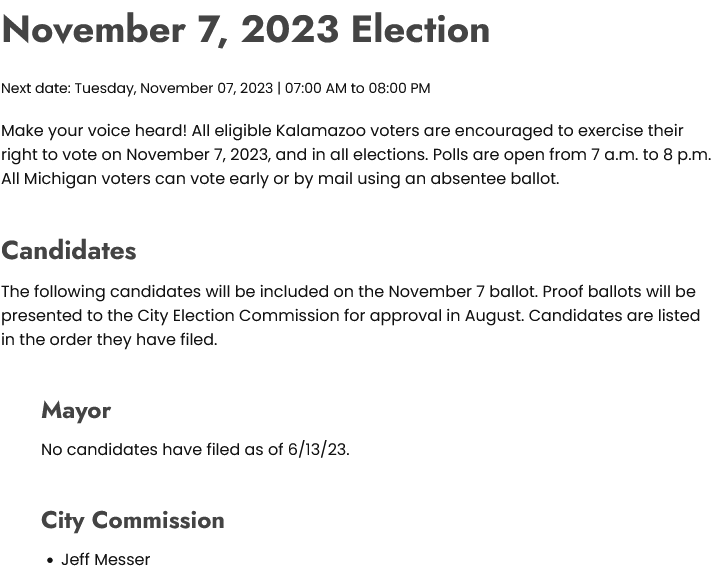 jeffmesser's tweet image. Please subscribe to my new #KalamazooCity Commissioner campaign blog and newsletter at messer.substack.com #messer4kzoo 🗳️