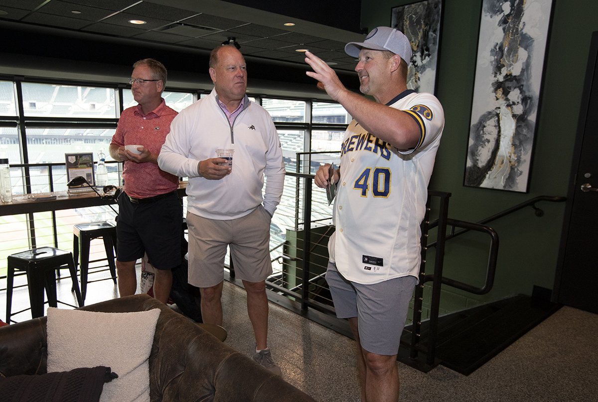 Brewers's tweet photo. When baseball meets golf.

Colin Rea, Jason Lane, and Jim Henderson helped raise funds for @CybersmileHQ today in the Paige Spiranac Charity Golf Outing at @XGolfAmFamField.

Join us tomorrow for Golf Night: https://t.co/Xyl2UeCuyo https://t.co/9eylmkTM8G