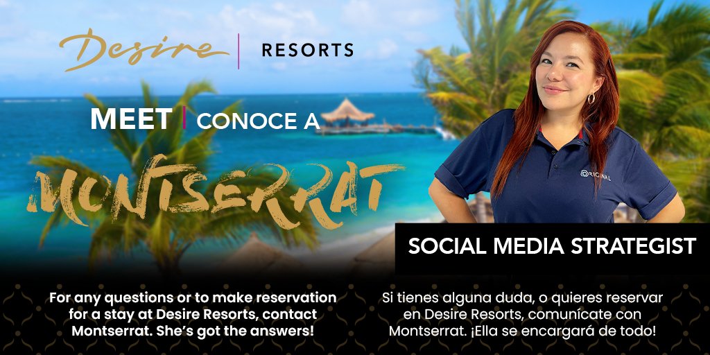 Desire Resorts on Twitter "Say hi to Montserrat, our brandnew Social Media Strategist. You can