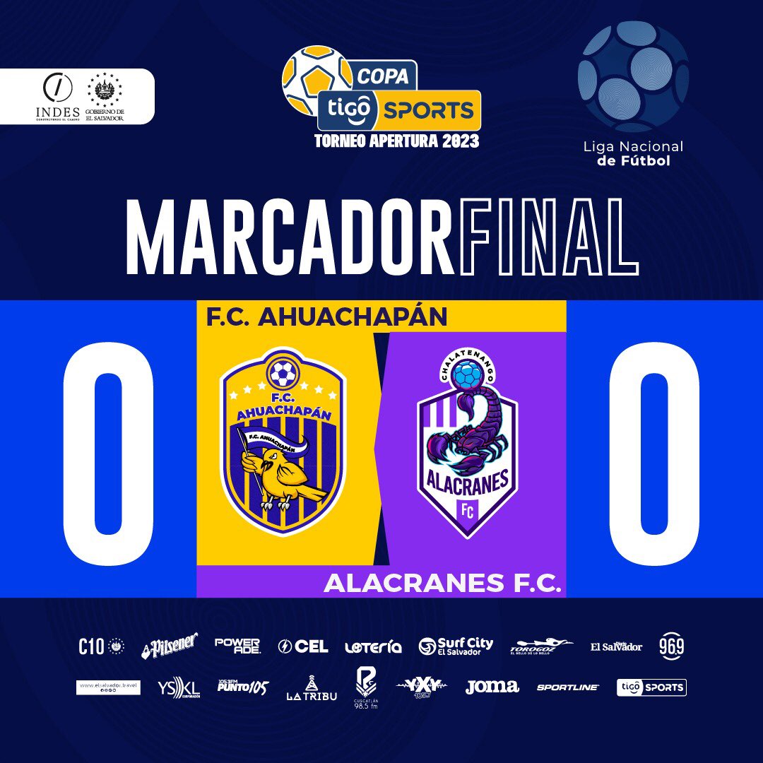 FINALIZA EL ENCUENTRO⚽️🔥

Reparten puntos en la Jornada 25, F. C. Ahuachapán y <a href="/AlacranesF_C/">Alacranes FC</a>  empataron en esta tarde #LigaNacionalDeFútbol 🫣

#CopaTigoSports
#TorneoApertura2023