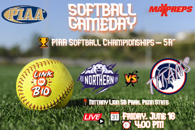 PIAASPORTS5's tweet image. 🏆 PIAA Softball Championships - 5A&quot;
🥎 Northern York 🆚Shaler Area
📺 linki.ee/NFHS_UPDATES
📆 Friday, June 16
⏰ 04:00 PM
📍 Nittany Lion SB Park, Penn State
@JakeMaiden7 @ShalerArea @salts2020 @BriaBosiljevac @simunovic_maja @Shalerathletics @NorthernFootbll @NorthernYorkSD