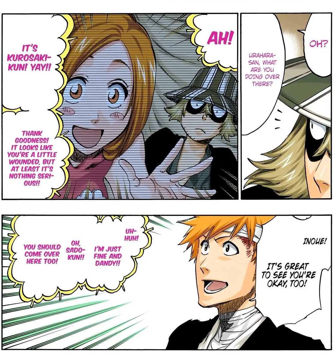 yo #ichihime fellas i didnt know ichigo couldn't even smile once to orihime 😭😭😭😭😭 so these panels below are ichigo being mad at her??? omg im so saddd :(((((