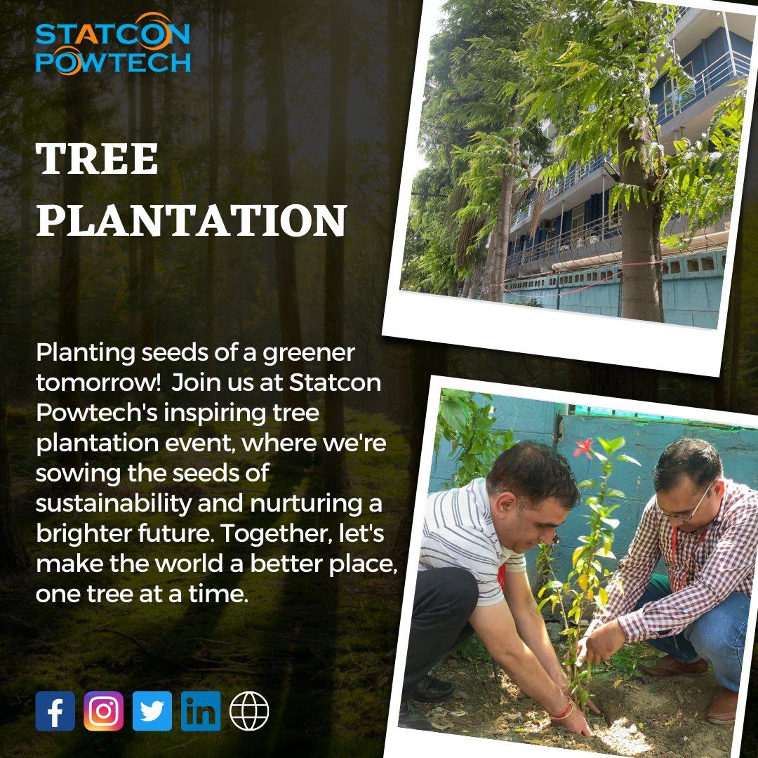 PowtechOfficial's tweet photo. Together, we planted a multitude of trees, harnessing the power of nature to create a sustainable future. With Statcon Powtech leading the way, our efforts have bloomed into a flourishing ecosystem.📷📷
#statconpowtech #treeplanting #inverter https://t.co/MprxugvO5D