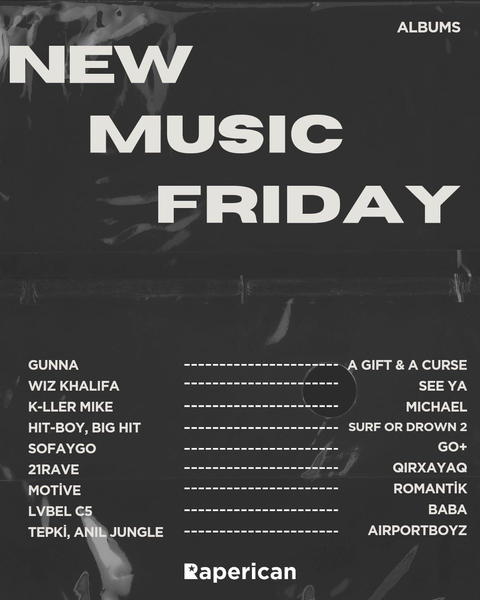 raperican's tweet image. #NewMusicFriday: From @1GunnaGunna to @21RaveOM 🌎💥

#NewMusic #GlobalSounds #Gunna #WizKhalifa #21Rave #LvbelC5 #Motive #YG #DojaCat #Ezhel