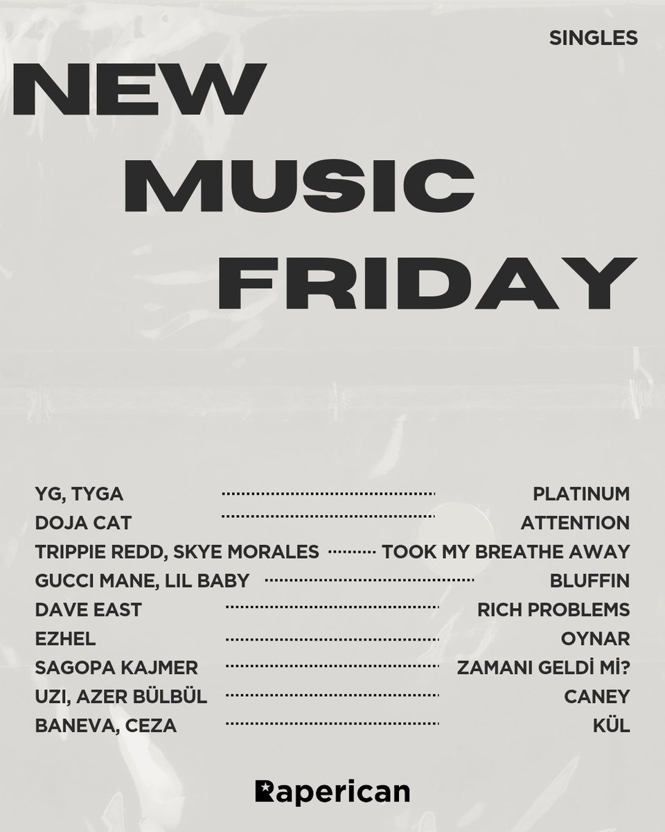 raperican's tweet image. #NewMusicFriday: From @1GunnaGunna to @21RaveOM 🌎💥

#NewMusic #GlobalSounds #Gunna #WizKhalifa #21Rave #LvbelC5 #Motive #YG #DojaCat #Ezhel