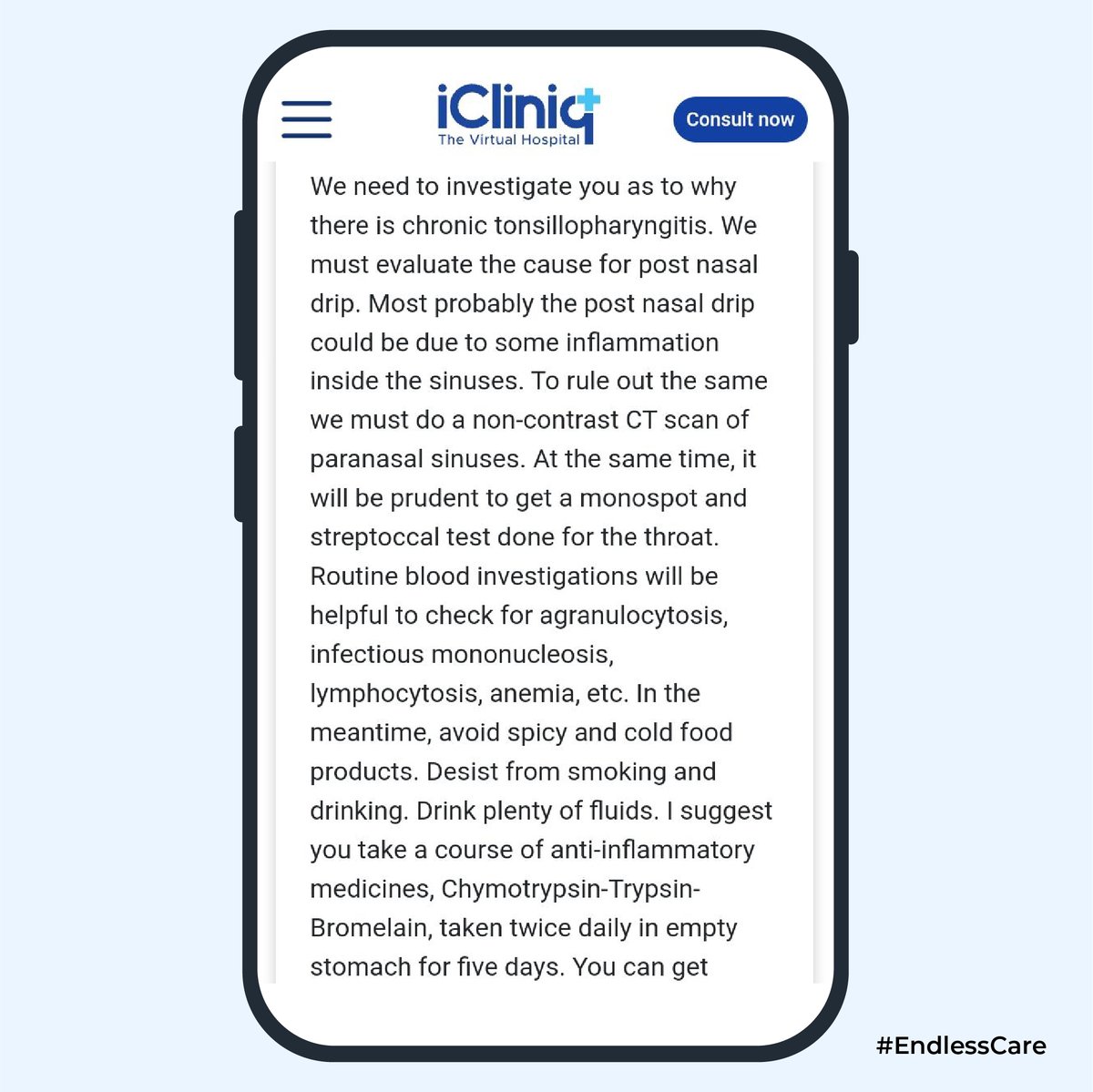 icliniq's tweet image. Sore Throat.

Suffering from sore throat with post nasal drip and lymph node enlargement. What is causing it? 

Consult a US licensed clinician to get treatment for Pharyngitis » bit.ly/3qBY9Yo

#pharyngitis #icliniq #EndlessCare #sorethroat #icliniqfirst