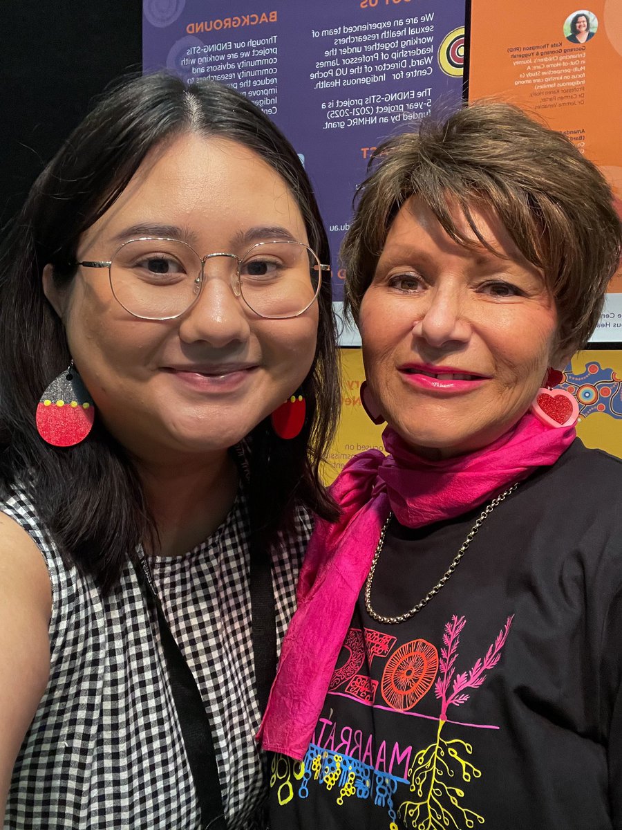 Good to yarn with @BronFredericks at #lowitja2023. I’ve known her since I was in 15 and unsure what I’d do after Year 12. Ten years later, I’m on my way to a PhD in First Nations wellbeing. A privilege to have this beautiful woman watching over me as I grow up 💛
