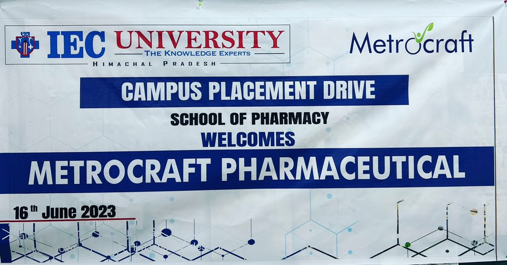 Welcome to METROCRAFT PHARMACEUTICAL for Campus Placement in University #metrocraft #placementdrive #interview #metrocraft #bestindustries #pharmaceutical #campusplacements 
#iec #iecuniversity🏤 #iecuniversityhimachal #iecuniversityhimachal #iecuniversitybaddi