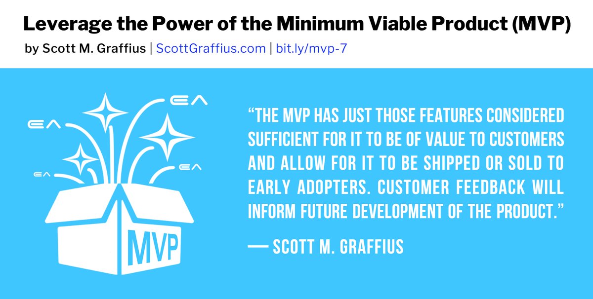 If you want to find out how to leverage the power of the minimum viable product (MVP), read this: bit.ly/mvp-7. #MinimumViableProduct #MVP #Product #Innovation #ProductInnovation #ProductDevelopment #ProductManagement #ProductManager #ProductOwner #Startup #Tech #PMOT