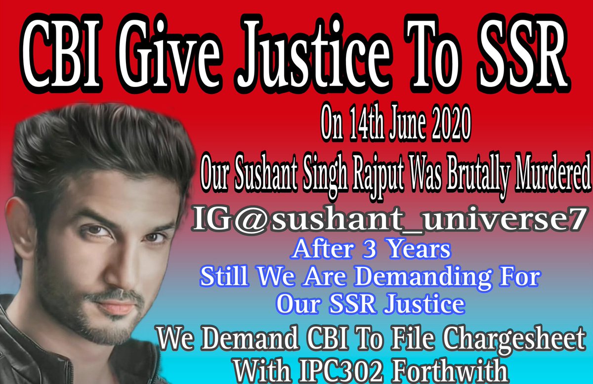 Sandy SR (@sandysr64457040) on Twitter photo Its been 3Years the Whole World Is Demanding Justice for Sushant Singh Rajput Who Was Murdered💔
Why is CBI Silent?
Why No Custodial Interrogation yet?
Why No Chargesheet Filed yet?
Who Killed Sushant Singh Rajput?
CBI Do Justice To Sushant 🙏🏻
<a href="/Copsview/">Praveen Sood</a>
<a href="/rashtrapatibhvn/">President of India</a> Its been 3Years the Whole World Is Demanding Justice for Sushant Singh Rajput Who Was Murdered💔
Why is CBI Silent?
Why No Custodial Interrogation yet?
Why No Chargesheet Filed yet?
Who Killed Sushant Singh Rajput?
CBI Do Justice To Sushant 🙏🏻
<a href="/Copsview/">Praveen Sood</a>
<a href="/rashtrapatibhvn/">President of India</a>