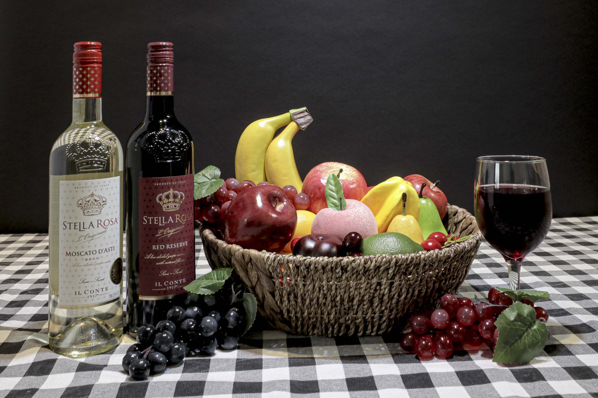 Fruit bowl and wine