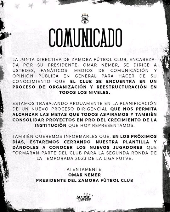 Zamora Fútbol Club tweet media