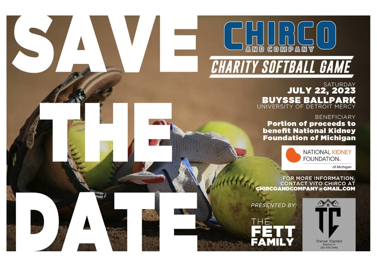 Vito Chirco (@vitojerome) on Twitter photo Thanks to <a href="/Local4News/">Local 4 WDIV Detroit</a>' <a href="/JasonColthorp/">Jason Colthorp</a> for signing on to play in this year's <a href="/ChircoandCo/">Chirco & Company</a> Softball Game (July 22)! Looking forward to a great day of raising money for <a href="/KidneyMI/">KidneyMI</a>, in honor of my dad!
If you'd like to get involved as a sponsor and/or player, like Jason, please DM me Thanks to <a href="/Local4News/">Local 4 WDIV Detroit</a>' <a href="/JasonColthorp/">Jason Colthorp</a> for signing on to play in this year's <a href="/ChircoandCo/">Chirco & Company</a> Softball Game (July 22)! Looking forward to a great day of raising money for <a href="/KidneyMI/">KidneyMI</a>, in honor of my dad!
If you'd like to get involved as a sponsor and/or player, like Jason, please DM me