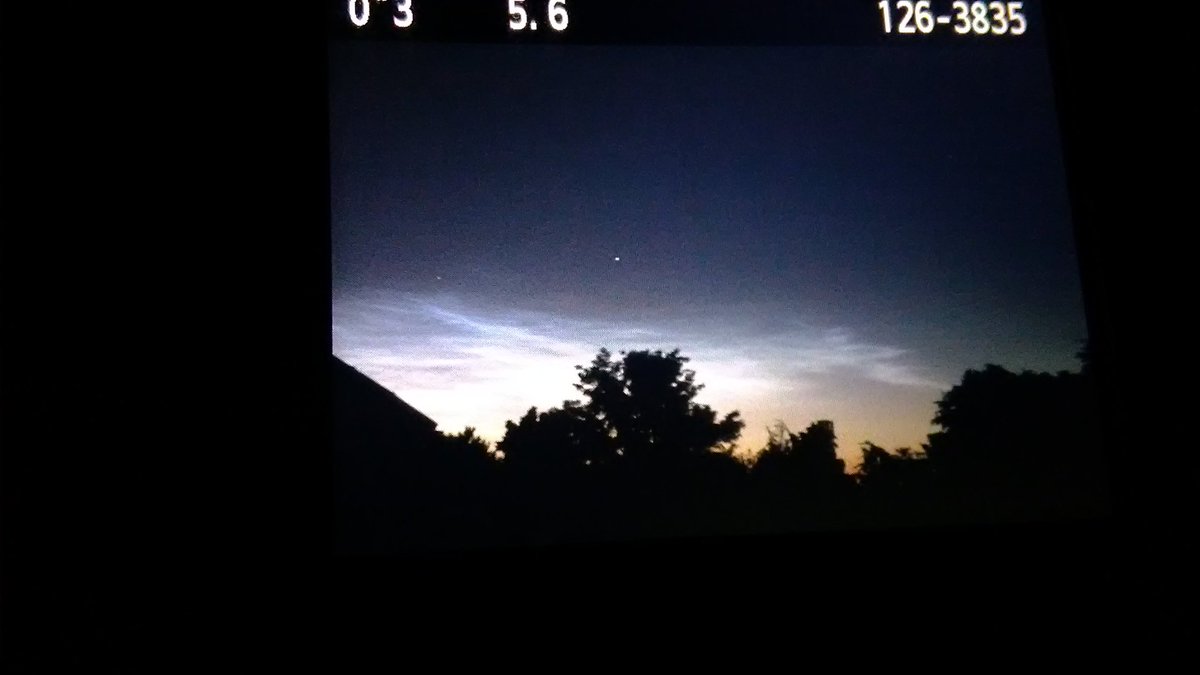 It's 1.20am. My first Noctilucent clouds display of the season. Back of the camera. Seriously bright. 16th June 2023. #StormHour #ThePhotoHour #NLCs