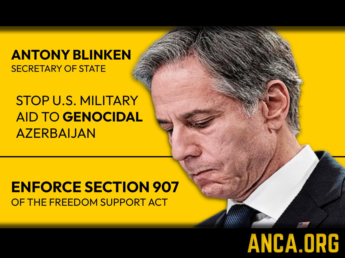 Dear <a href="/SecBlinken/">Secretary Antony Blinken</a> - I join with <a href="/RepBarbaraLee/">Rep. Barbara Lee (Archived)</a> and her US House colleagues from across America in demanding an immediate halt to all US military aid to oil-rich Azerbaijan's genocidal Aliyev regime. Enforce Section 907 now!  #ArtsakhTweet
