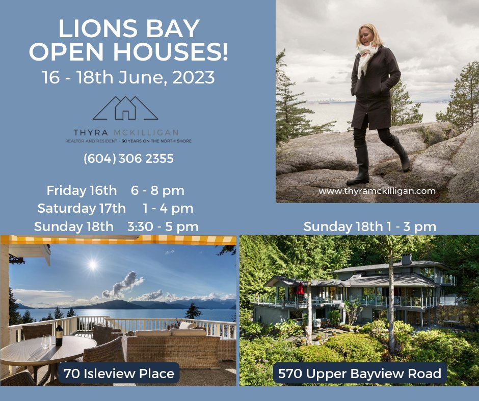 🏡 Visit with me at two great Open Houses in Lions Bay this Father's Day Weekend! 

#fortheloveofplace #openhouse #lionsbay #lionsbayhome #lionsbayrealtor #lionsbaybc #westcoasthomes #northshoreliving #westcoastviews #oceanviews #spiritofplace

thyramckilligan.com/featured-listi…
