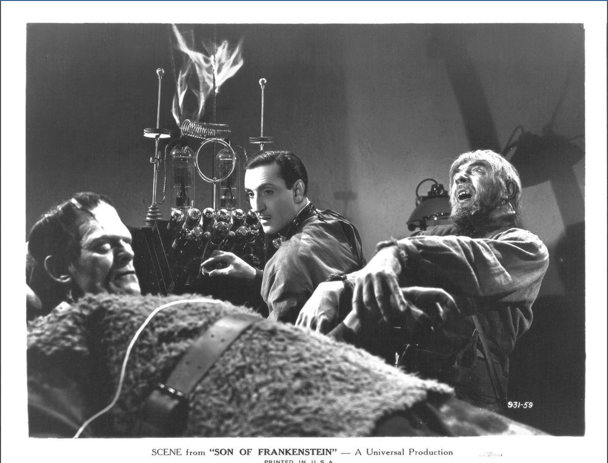 💀Boris on the gurney, Basil at the controls, and Bela,  yelling, 'Hey, Macarena, D'oh!'🎨From 'Son of Frankenstein' (1939)💀#Frankenstein #Igor #BorisKarloff #BelaLugosi #BasilRathbone #MaryShelley #Macarena #Horror