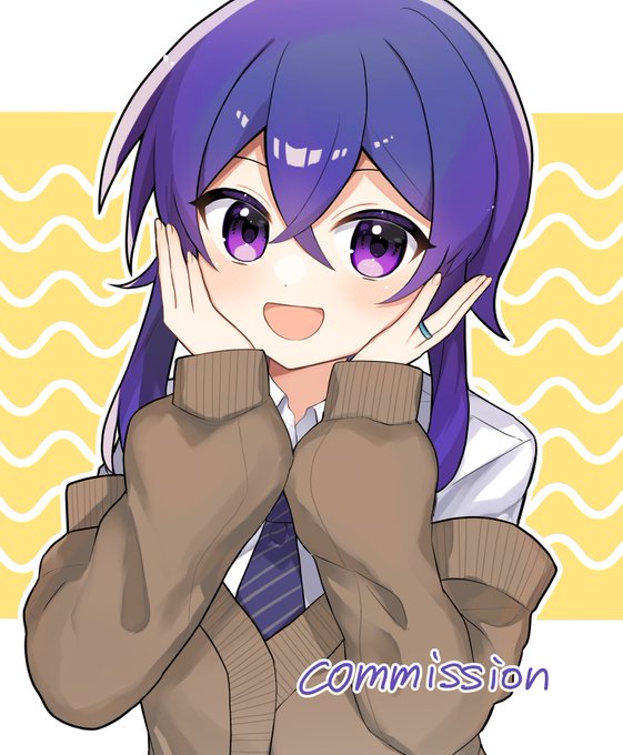 「brown cardigan purple hair」 illustration images(Latest)