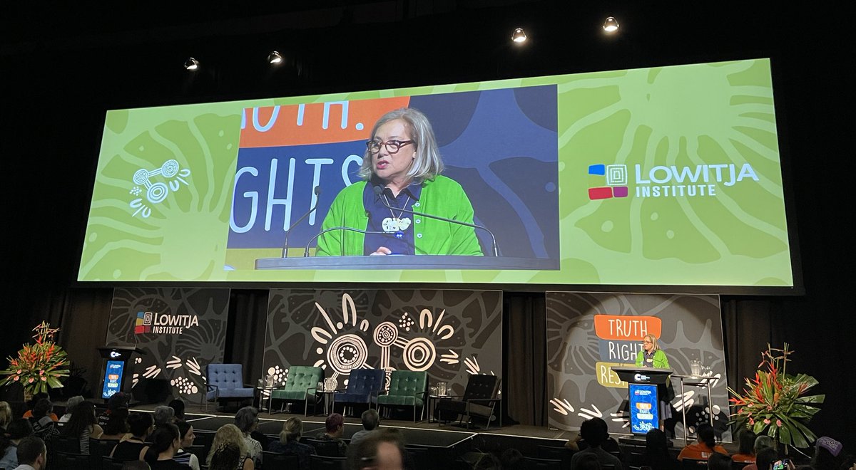 Distinguished Professor Linda Tuhiwai Smith speaking about the #Lowitja2023 Conference ‘I’ve liked the intergenerational discussions’… ‘standard conferences don’t do intergenerational discussions’.  We do this at Indigenous conferences. #Research #Researchers