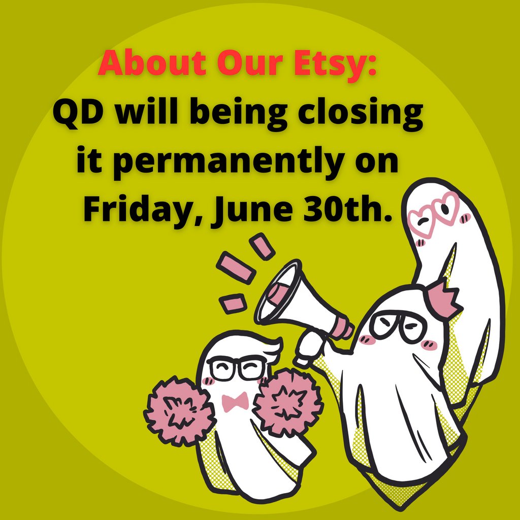 Hey, Pals! 👋 Just a quick notice about our Etsy. It will be closing for good on Friday, June 30th. If you wish to purchase any of our goods after that date, you can head over to our Big Cartel site: queerlydeparted.bigcartel.com. Thank you! 🫶

#Etsy #spookycute #queer #shopsmall