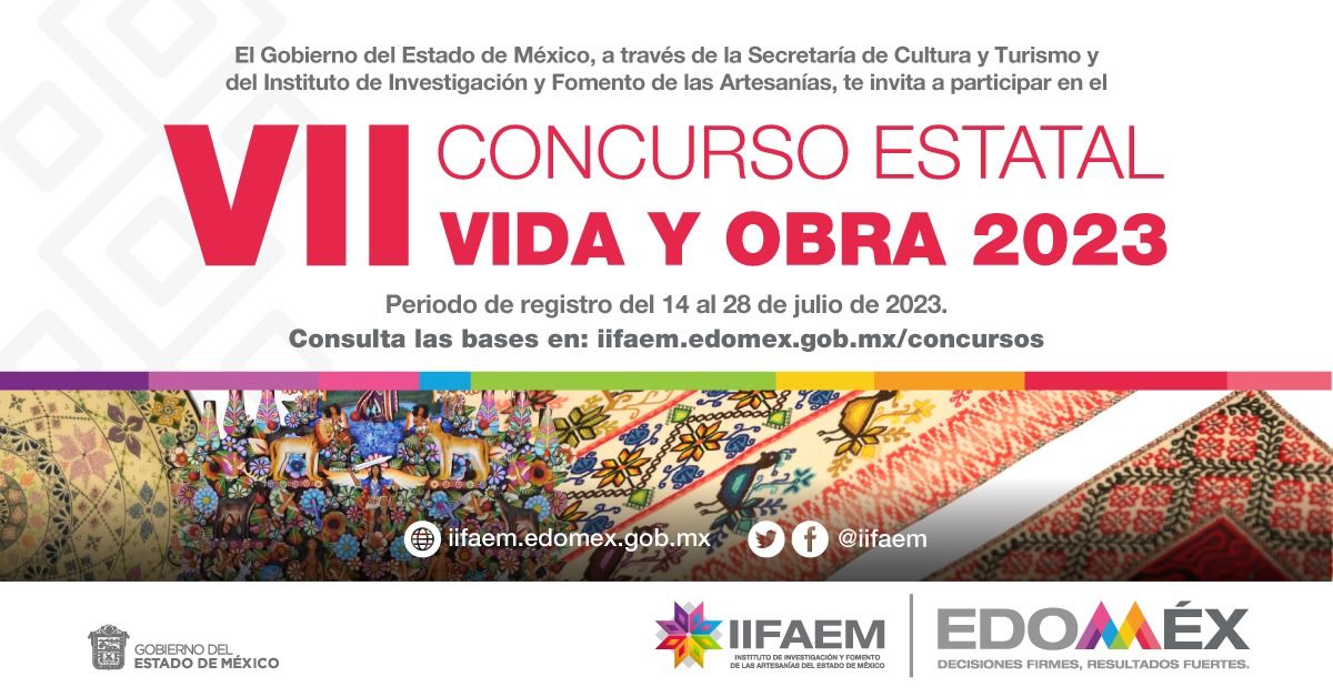 #Invitación | Artesanas y artesanos de #SanMateoAtenco: el @Edomex a través de la Secretaría de @CulturaEdomex y el @iifaem, convocan al VII Concurso Estatal Artesana y Artesano Mexiquense #VidayObra2023.

Consulta las bases en: 👉🏽 iifaem.edomex.gob.mx/concursos