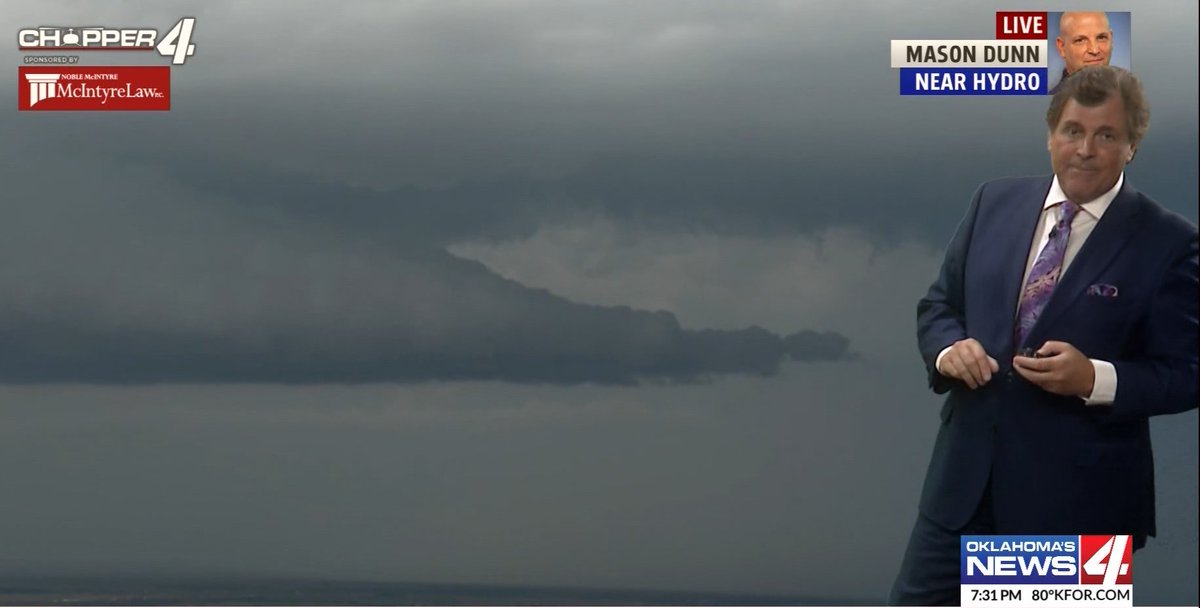 made4tv's tweet image. Chopper 4 watching this storm near the Hydro/Hinton area. Mike says these storms are racing east along I-40. Plan for high winds and hail. 
7:31pm Thursday @kfor @4WarnStormTeam #okwx #kfor4 #NewsNation