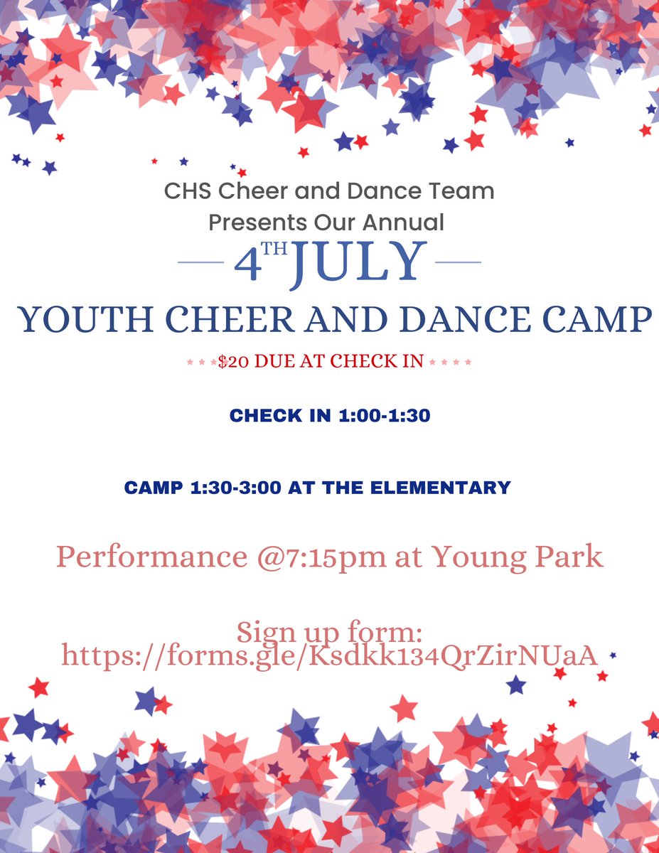 C1stogaDance's tweet photo. Attention all kids going into preschool-6th grade! Join cheer and dance for a fun filled youth camp! Link to the sign up: https://t.co/jEd0L4HZ0q https://t.co/TdEYv9e66f
