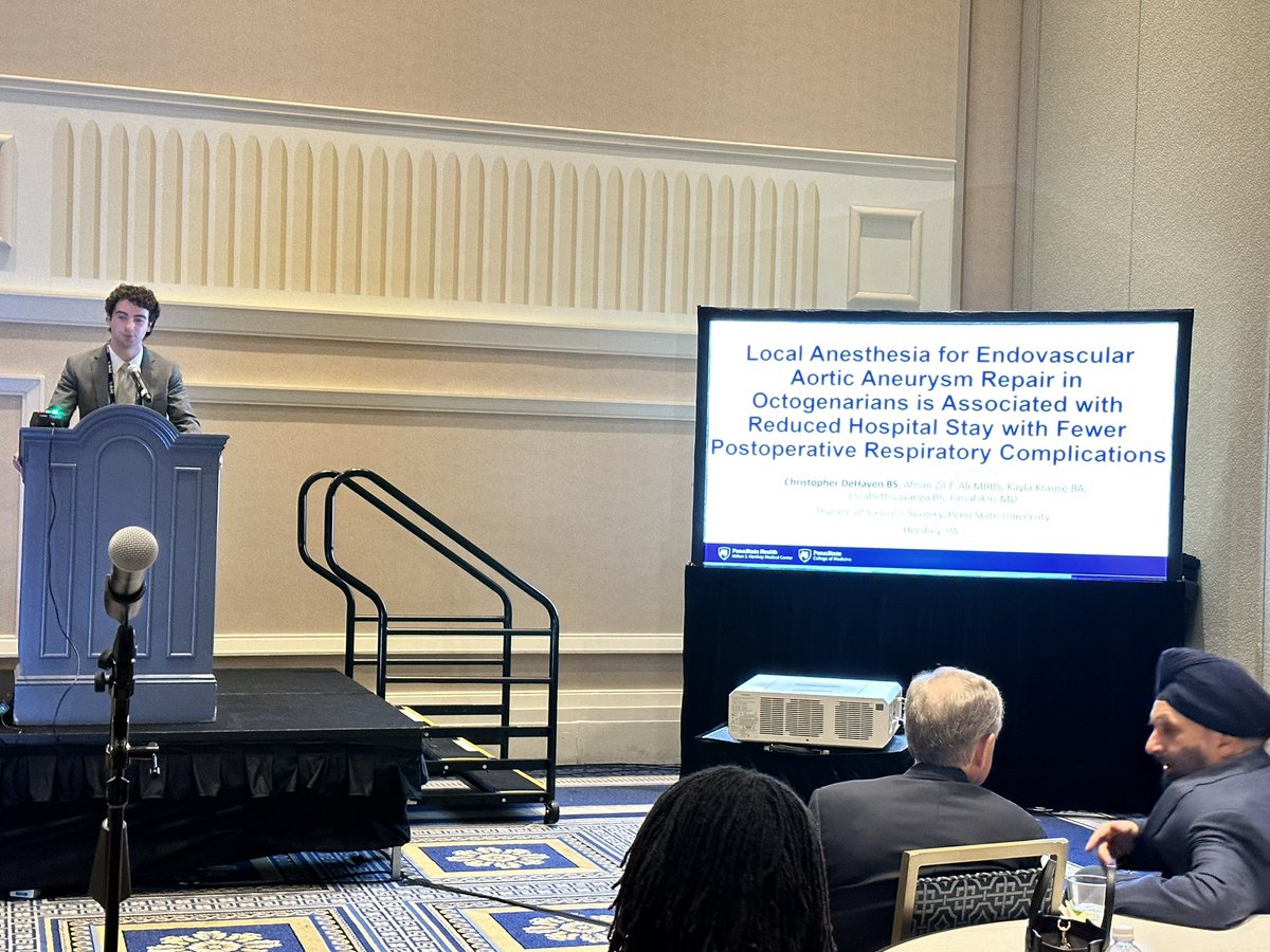 Faisal Aziz MD, MBA, FACS, Distinguished FSVS (@fa_vascularmd) on Twitter photo Penn State Medical Student <a href="/ChrisDeHavenPSU/">Chris DeHaven</a> presenting data about local anesthetic use for EVARs <a href="/SouthVascular/">South Asian American Vascular Society</a> annual meeting! Penn State Medical Student <a href="/ChrisDeHavenPSU/">Chris DeHaven</a> presenting data about local anesthetic use for EVARs <a href="/SouthVascular/">South Asian American Vascular Society</a> annual meeting!