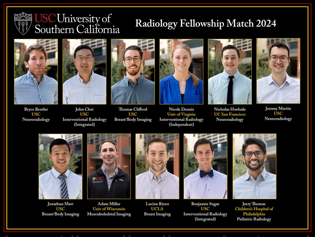 Incredibly proud of our 3rd Year Residents on another successful season, 100% matched to Fellowship! You're all off to great places, and we're all lucky to have you! ✌️♥️ #FellowMatch #Radiology #MedEd #Fellowship #FightOn