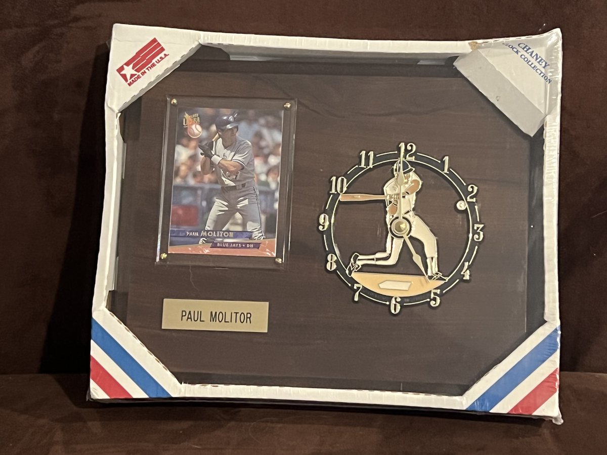 COOL ~VINTAGE Baseball Card Wall Clock #PaulMolitor Toronto Blue Jays 90s #MADEinUSA #MNTwins #torontobluejays #baseballcards #baseballcollectibles #uniquegifts #baseball #MLB #clock #sports #sportsdecor #baseballgifts ebay.com/itm/2662999228… #eBay via @eBay
