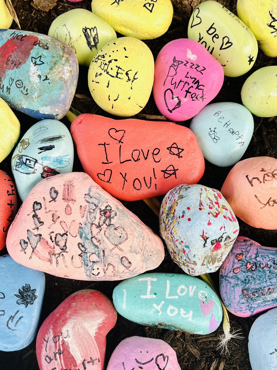 Just a fraction of all our #KindnessRocks at <a href="/ConcordGV/">Concord Elementary</a> and spread through our community this summer. All thanks to the kindness of <a href="/BestMulch/">Best Mulch</a> and Smithbridge Gardens! <a href="/mrsjdevine/">Julie Devine</a>