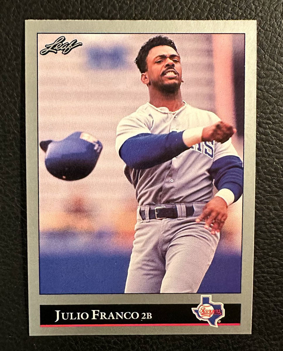 Junk Wax Portraits: 1992 Leaf Julio “Get Off My Lawn” Franco. #junkwax #junkwaxera #junkwaxgold #junkwaxcollection #leaf #juliofranco #baseballcards #cards #sportscards #cardcollection #cardcollectors #cardcollecting #90s #90sbaseballcards #retro #hobby #whodoyoucollect