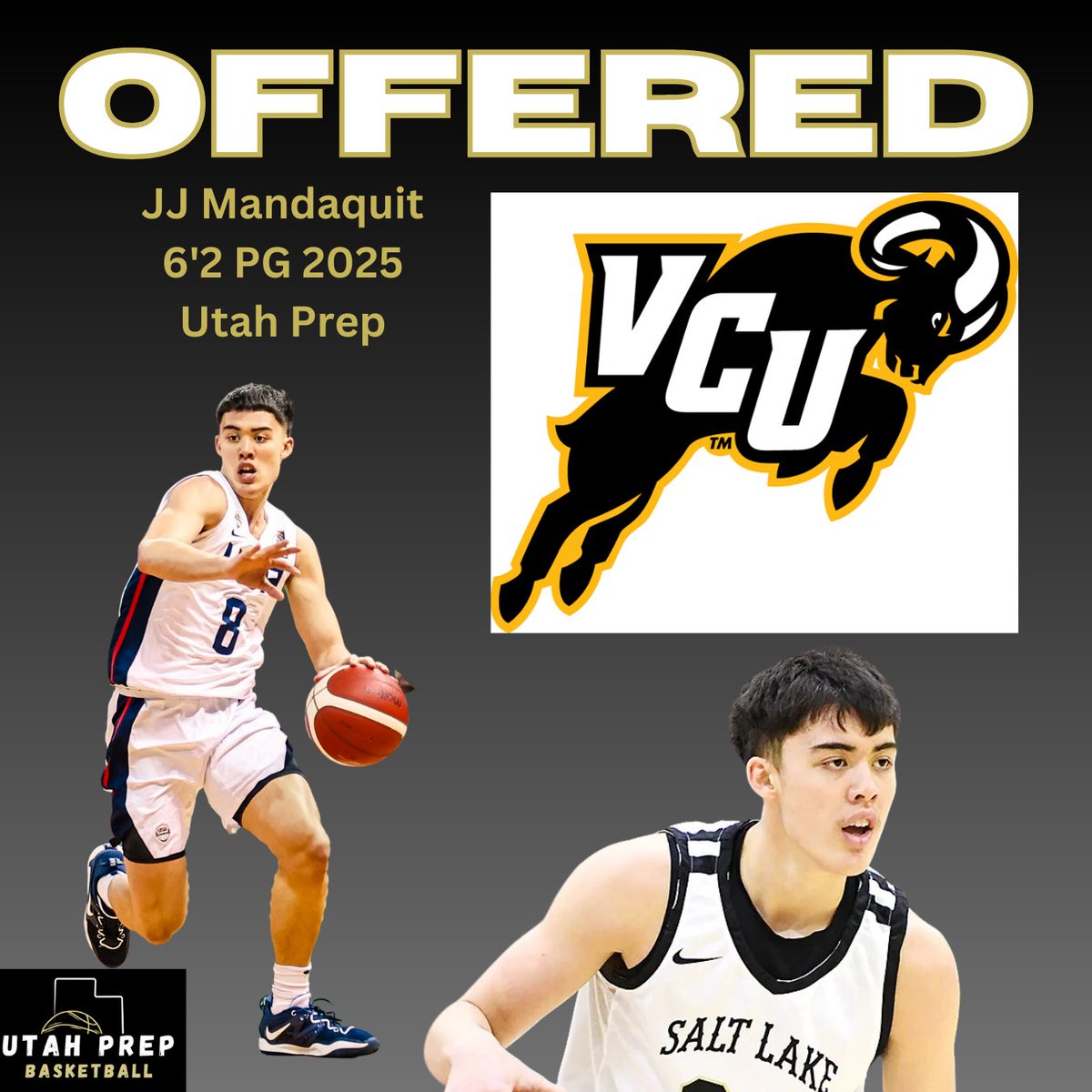 2025 PG JJ Mandaquit has received an offer from VCU! Congrats JJ! #utahprep