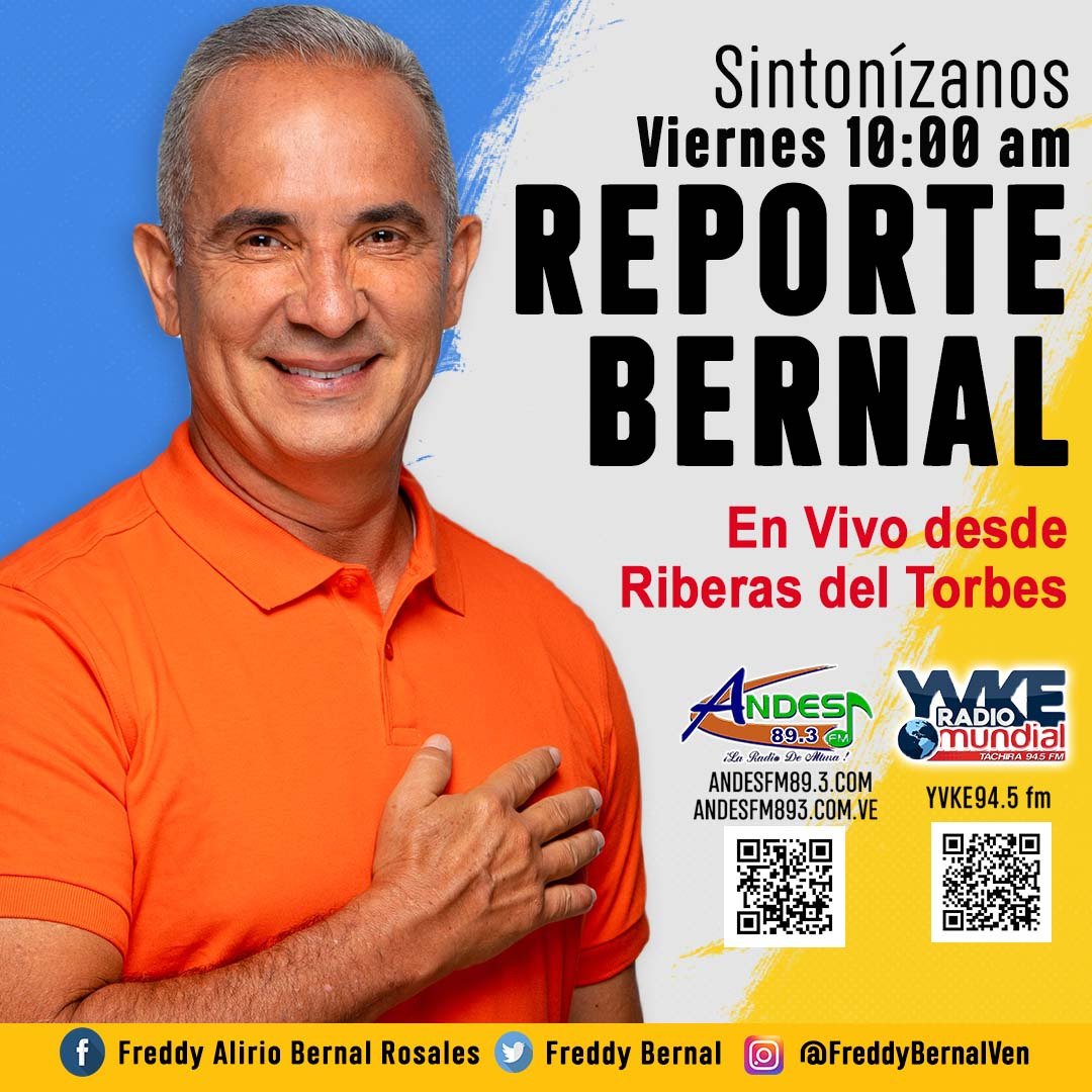 Mañana #Viernes 10am no te pierdas #ReporteBernal <a href="/arguelloyepfri/">Yepfri Arguello</a> <a href="/FreddyBernal/">Freddy Bernal</a> <a href="/YuniorClavijoM/">CARLOS Y. CLAVIJO M.</a> <a href="/apontejesus/">Jesús Adrián Aponte</a> @Tachira_Clap <a href="/CLAPROBERTSER11/">CLAP ROBERT SERRA (Calle El Alto)</a>