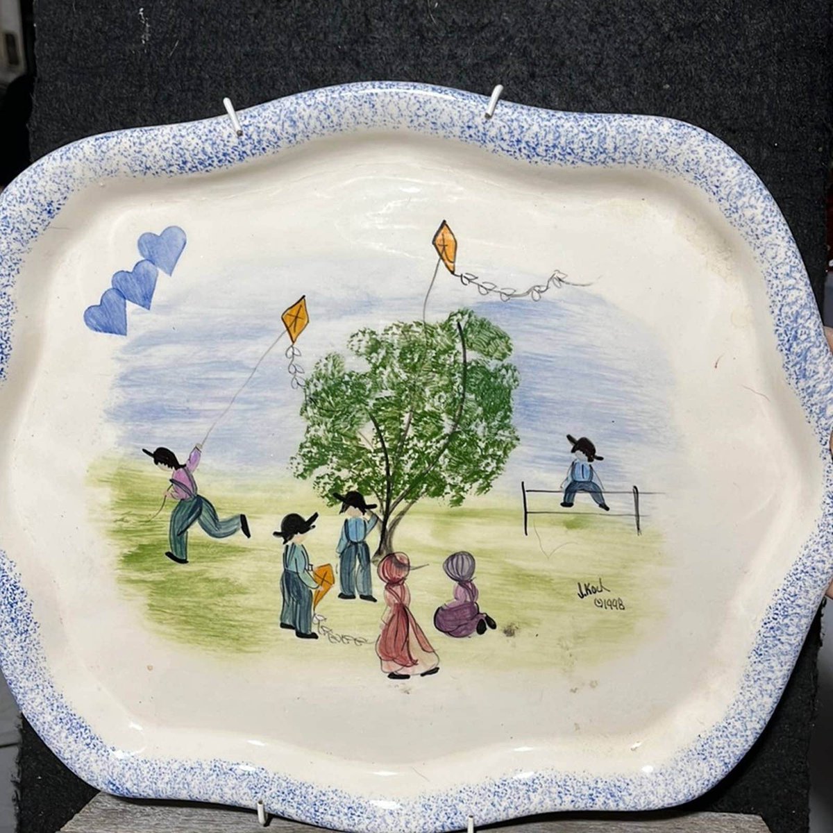 Excited to share the latest addition to my #etsy shop: Signed Amish Serving Platter Hand Painted - Vintage Home etsy.me/3NxLxu7 #blue #amishplate #servingplate #vintage #handpainted #signed #platter #execellentcondition #jkoch
