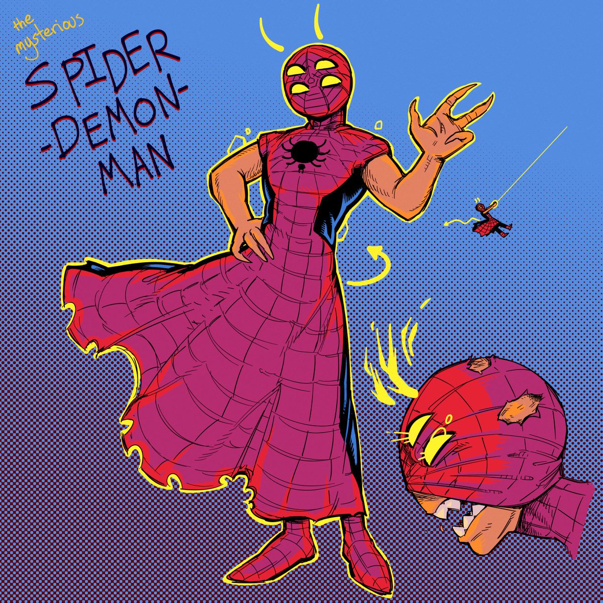 harrybogosian's tweet image. Who is this mysterious new Hero? Surely the reports of them eating human flesh are false? It feels like they belong in a different comic...

#Spidersonas