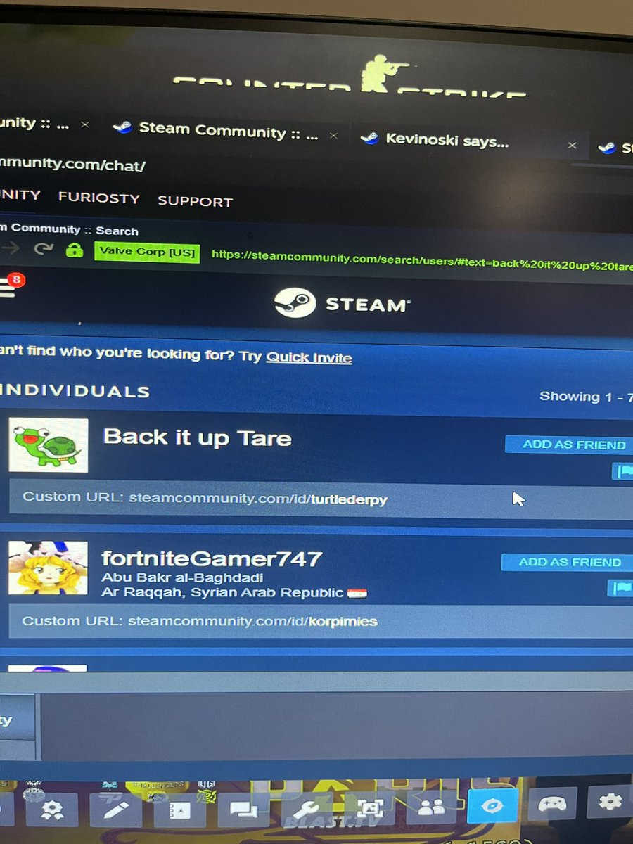 Furiosty's tweet image. Let’s get this guy banned. Report the hell out of him. Scammed friend out of a talon knife tiger tooth. Need him gone it definitely wasn’t his first time #csgo #scammer #csgoscammer #ban #gethimbanned #fraud #steam #benarmstronger