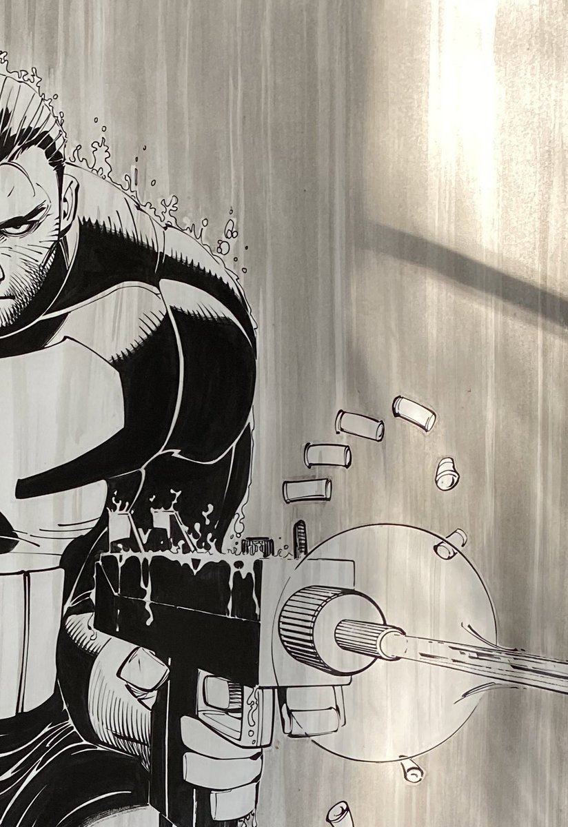 inkmonkeyhope's tweet photo. Someone asked for the final look.
It’s #ThePunisher commission in an earlier post. Here are the #layers . #inkwash #inklines #white #ink
#inkmonkey #atplay #inkmonkeyhope #traditional #inker #comics #art #inkart https://t.co/a7Gdnv78mP