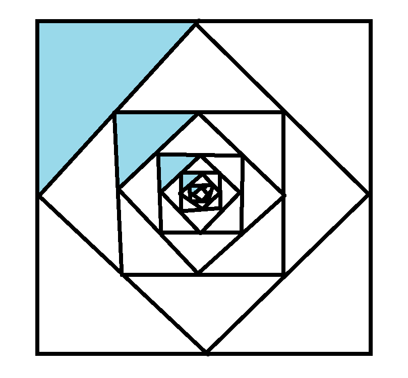 Today's Puzzle: Assuming I could draw neatly, and assuming I could draw forever, what fraction of the big square is shaded? What infinite sum am I seeing?