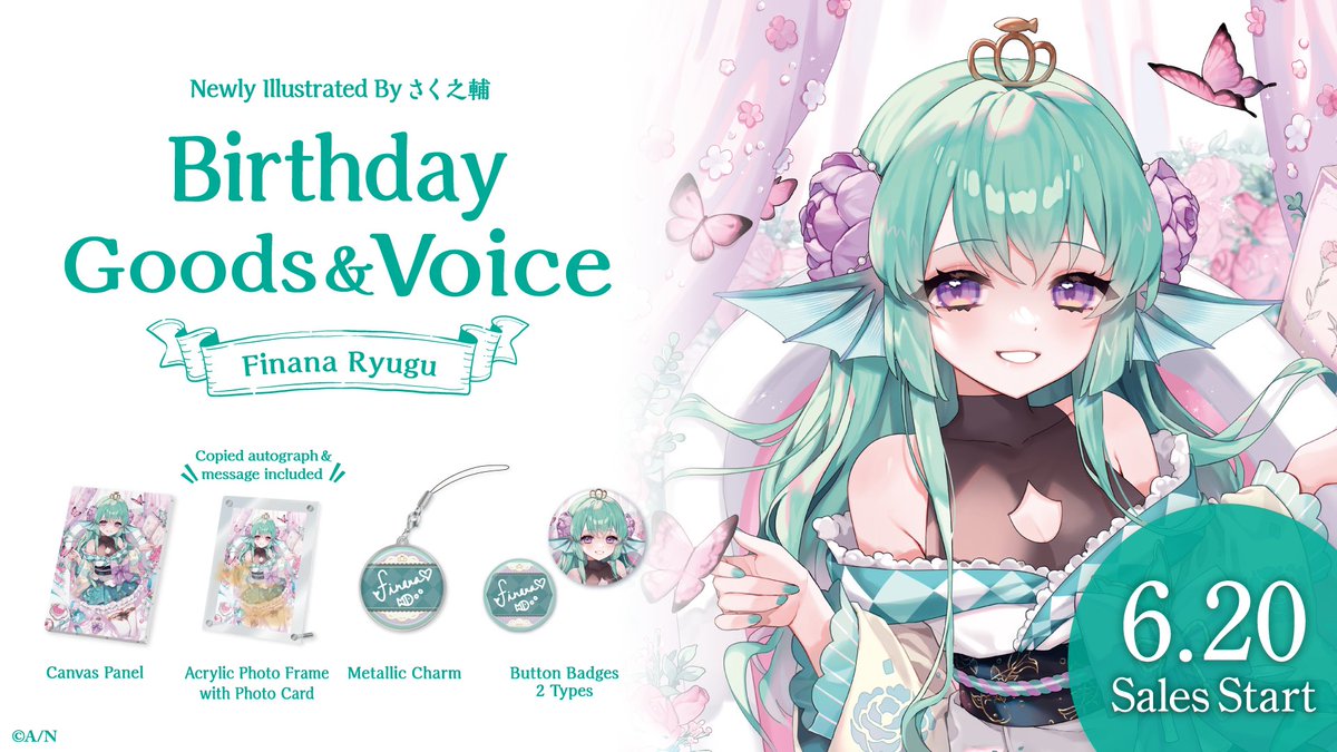 【🎂Finana Ryugu Birthday Goods & Voice 2023 now on sale】

🐠Celebrate @FinanaRyugu's birthday with “Birthday Goods All set', 'Acrylic Photo Frame Set', 'Voice' & 'Badge set'!

⏰Available until:
Jun 27 (Tue), 7:59 PDT

🔻Store:
nijisanji-store.com/products/finan…

#NIJISANJI_EN