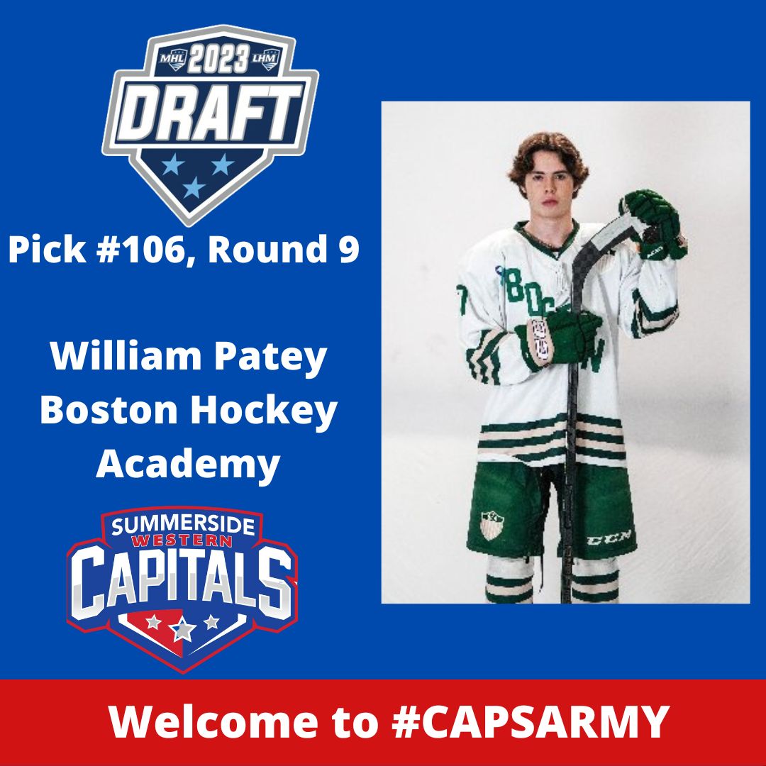 106th overall - D - William Patey, <a href="/BHA16U/">U16 Boston Hockey Academy</a>. #CapsArmy #mhldraft2023