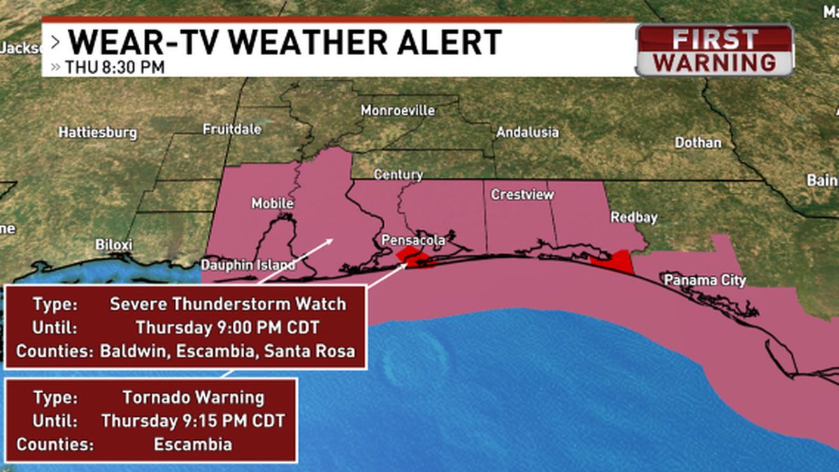 weartv's tweet photo. A weather alert has been issued for the WEAR-TV area. https://t.co/GOEhe4BPmB