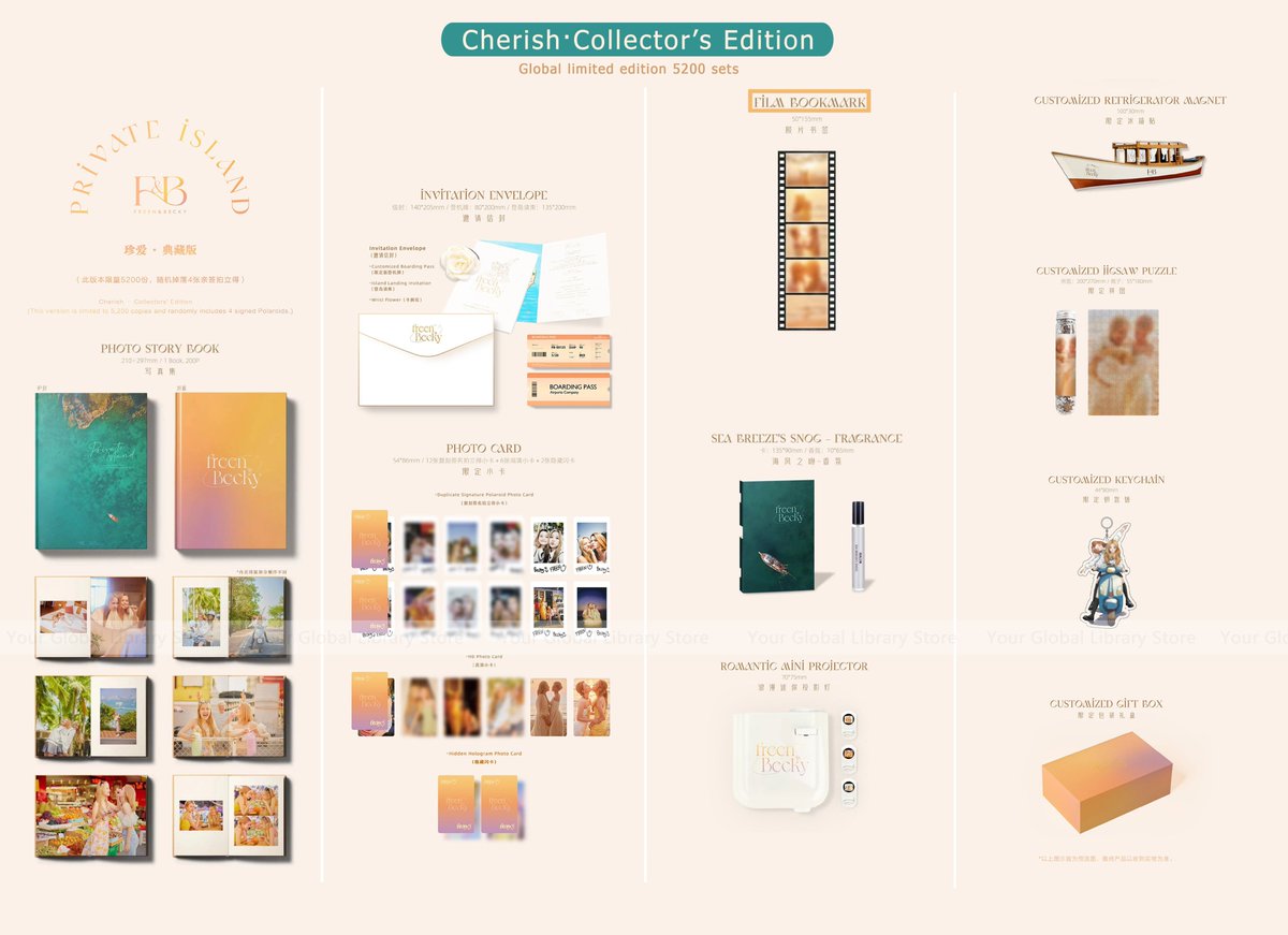 WTS Freenbeck Private Island Photobook limited version  

This set weighs 2.5kg, so the shipping fee would be high.   

Shipping ww. 

Please DM for more information.