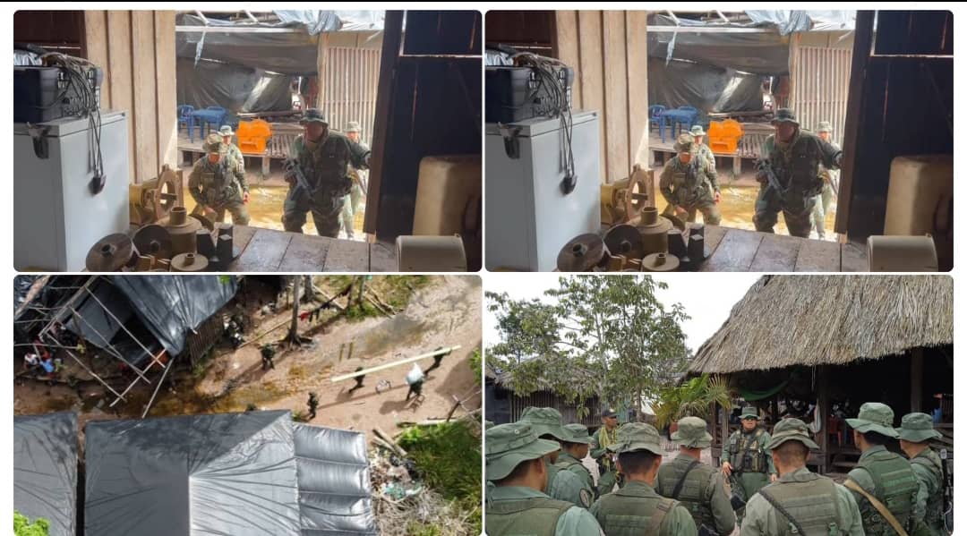 Toda la #FANB desplegada en el marco de la #OperacionAutana2023, en el parque nacional Yacapana desmantelando campamentos ilegales de materiales e implementos, provenientes de la República de Colombia. Nuestras leyes expresan la soberanía nacional. #CZGNB_44