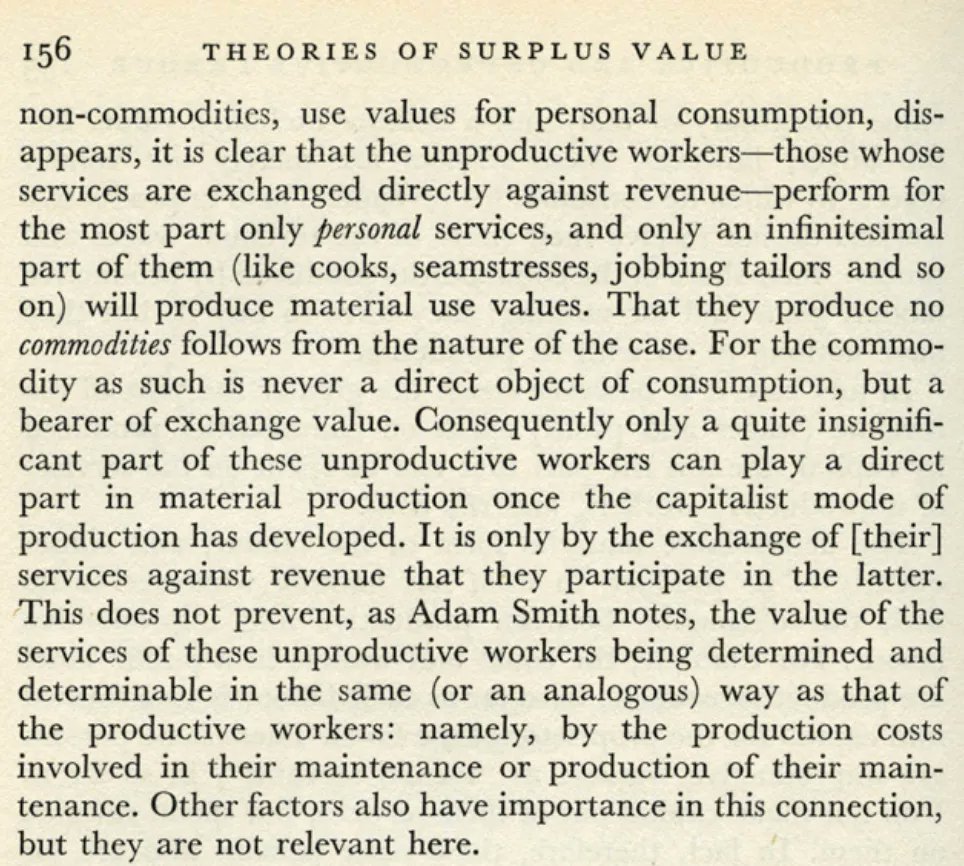 @brainratz A barista doesn't add sh*t to the commodity. No surplus, no nothing. Marx talks about that type of work here: