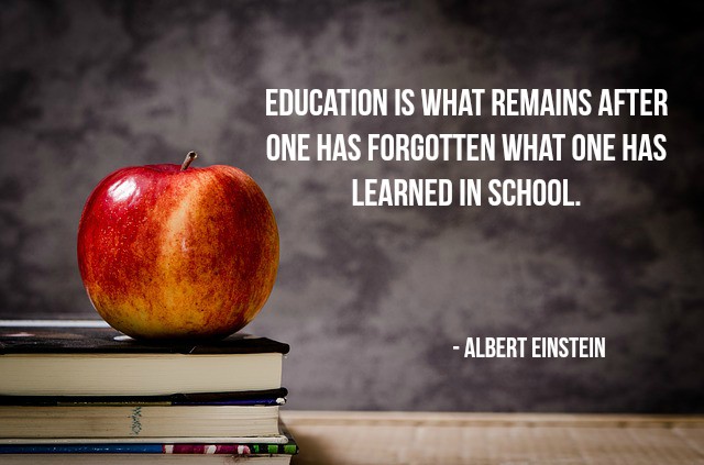 Education is what remains after one has forgotten what one has learned in school. - Albert Einstein #quote https://t.co/8giwEuoyO0