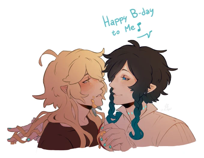 And then they kissed  of course i drew something for Venti's birthday, i speedran this Happy birthday baby boi #venti #aether #venther #genshinimpact
