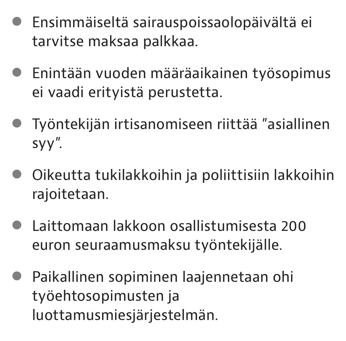 Mikäli nämä tiedot pitävät paikkansa, uusi hallitus on käymässä palkansaajien kimppuun ennennäkemättömän rajuilla otteilla.

Tavallinen palkansaaja on joutumassa oikeistohallituksen kovan politiikkaan maksumieheksi. 

#hallitusohjelma 

iltalehti.fi/politiikka/a/c…